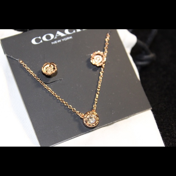 Coach Brand Rose Gold Necklace and Earring Set - Picture 5 of 7